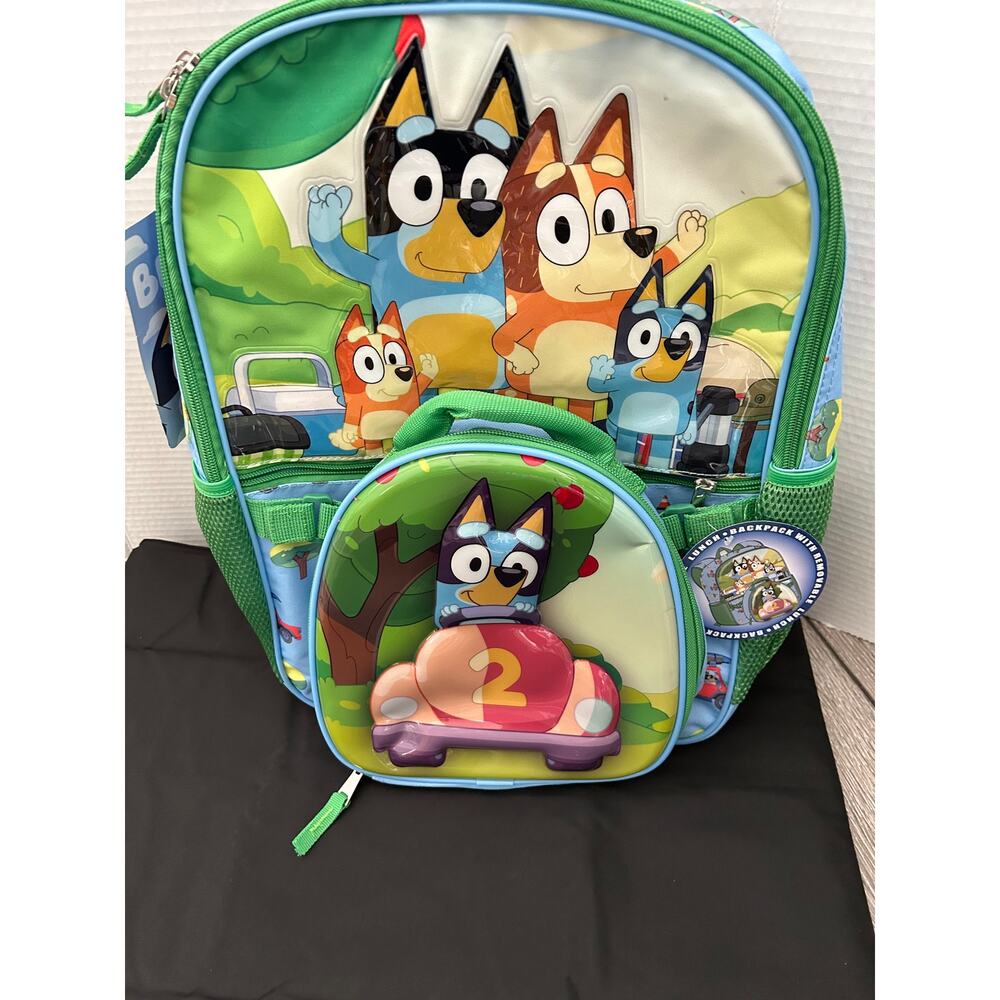 Bluey Family Trip kids 17" Laptop 2 Piece set with lunch bag , Multi Color